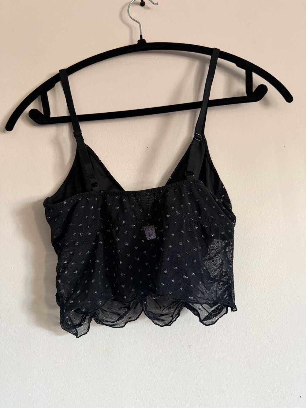 Colsie Black Sparkle Mesh Ruched Cami medium - Picture 2 of 4